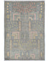 3x4 Gray Kuba Afghan Hand Knotted Wool Area Rug